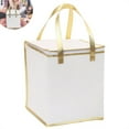 thumbnail image 1 of Scheam White Reusable Insulated Grocery Bag,Aluminum Foil Thermal Cake Carrying Bags,Portable Food Delivery Tote Bag,Non-woven Zipper Pizza Bag,for Home Picnic Restaurant Takeaway 1 Pcs, 1 of 6