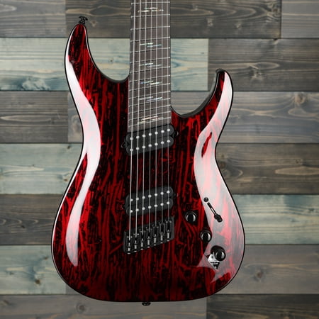 Schecter 1477 C-7 Multi Scale Silver Mountain Guitar, Ebony Fretboard, Blood Moon