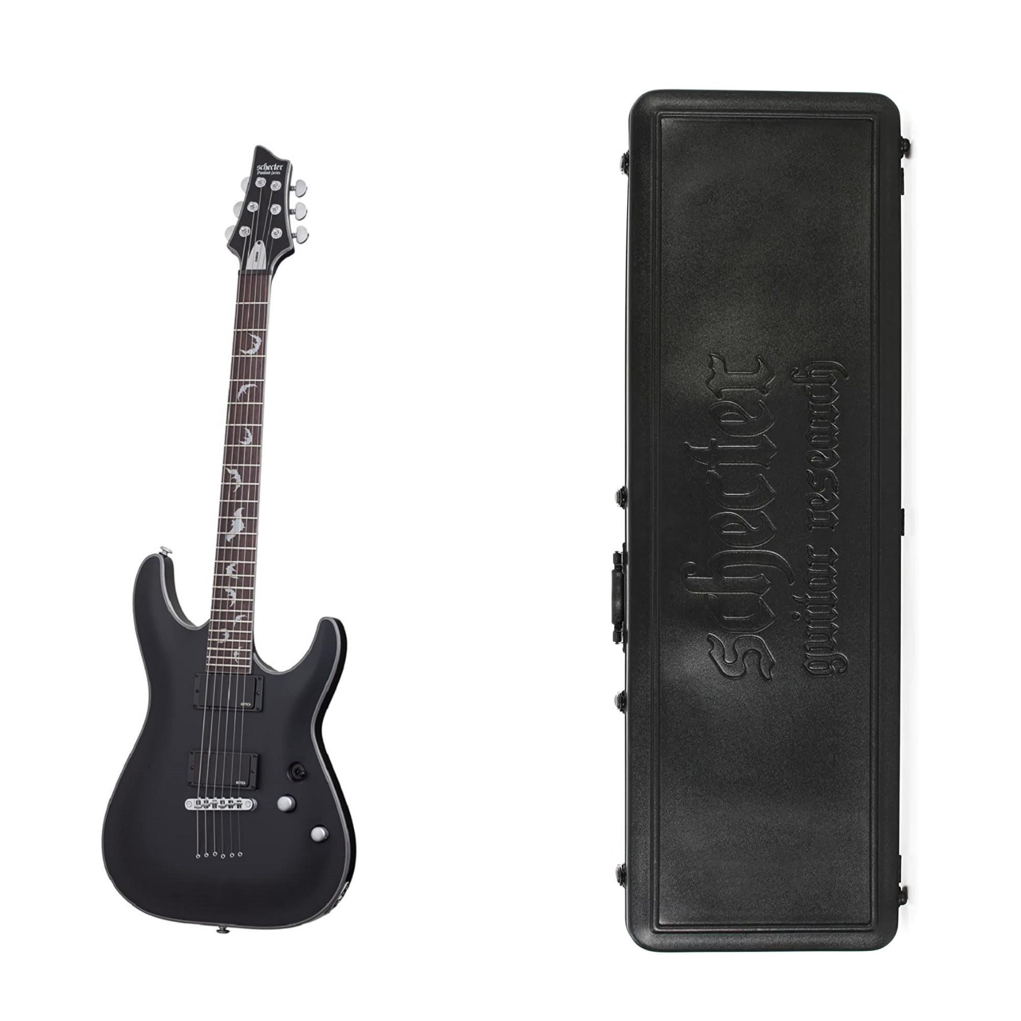 Schecter Damien Platinum-6 Electric Guitar in Satin Black with Schecter Case