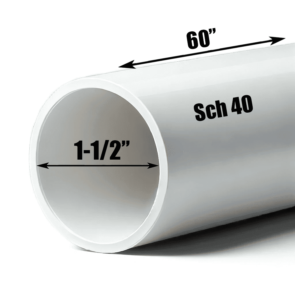 Schedule 40 PVC Pipe - Cut to Custom Length (1-1/2" x 5') - Walmart.com