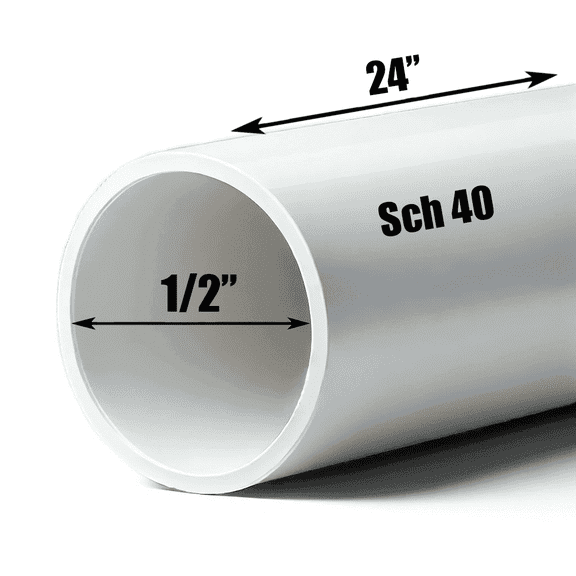 Schedule 40 PVC Pipe - Cut to Custom Length (1/2" x 2')