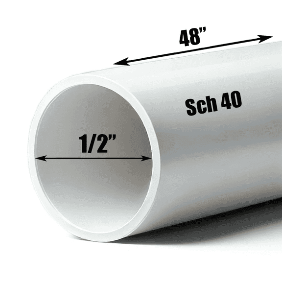 Schedule 40 PVC Pipe - Cut to Custom Length (1/2" x 4')