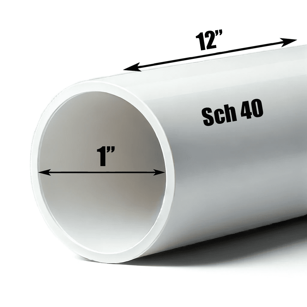 Schedule 40 PVC Pipe - Cut to Custom Length (1" x 1')