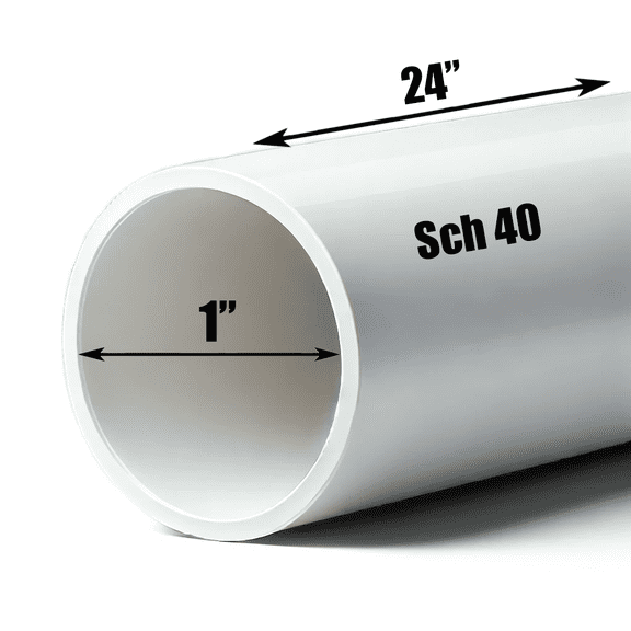 Schedule 40 PVC Pipe - Cut to Custom Length (1" x 2')