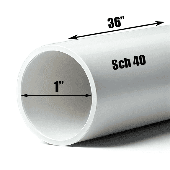 Schedule 40 PVC Pipe - Cut to Custom Length (1" x 3')