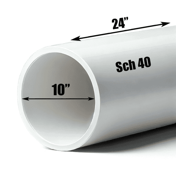 Schedule 40 PVC Pipe - Cut to Custom Length (10" x 2')