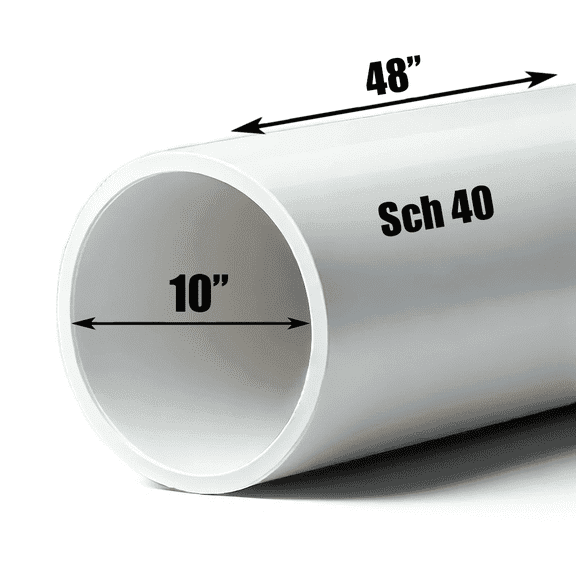 Schedule 40 PVC Pipe - Cut to Custom Length (10" x 4')