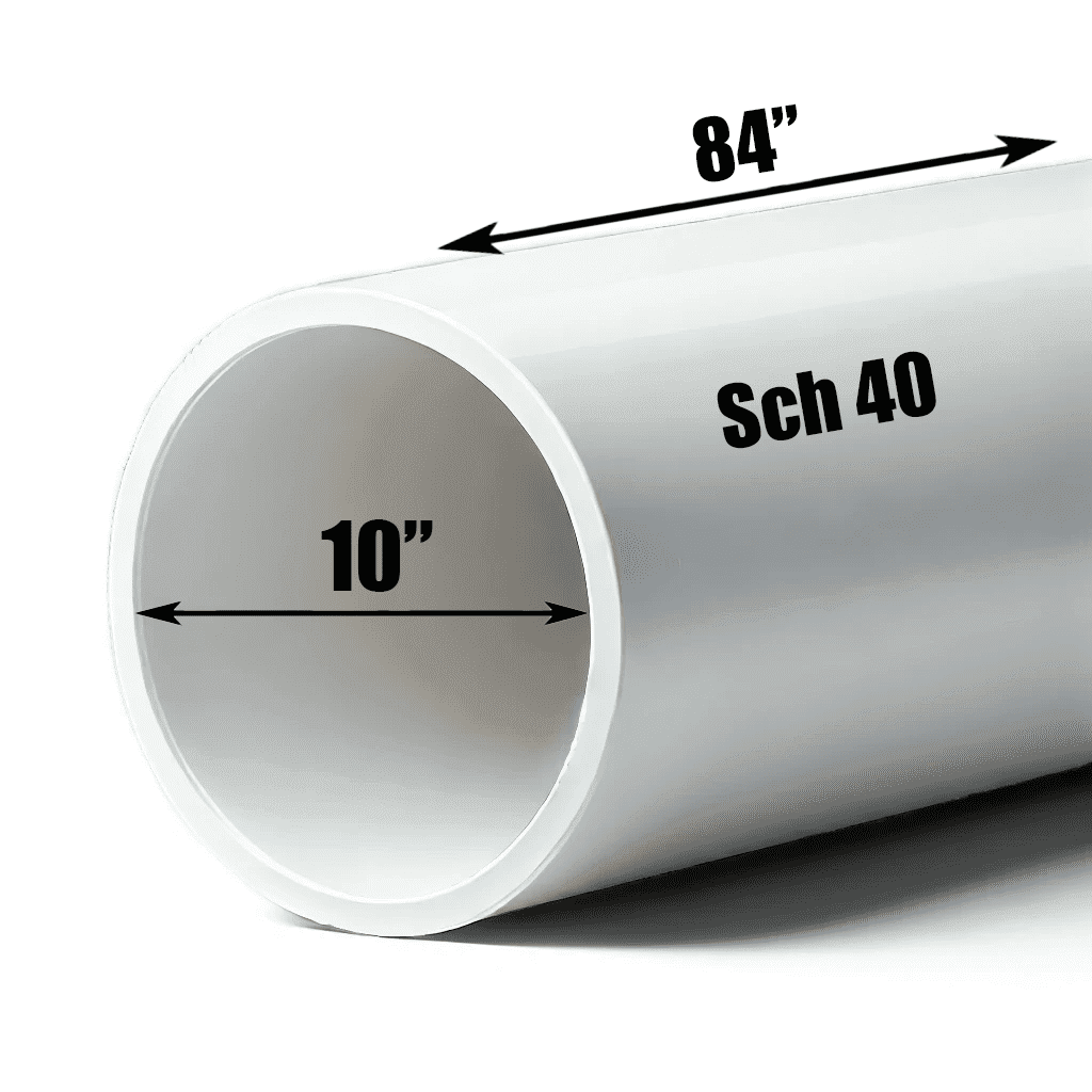 Schedule 40 PVC Pipe - Cut to Custom Length (10" x 7')