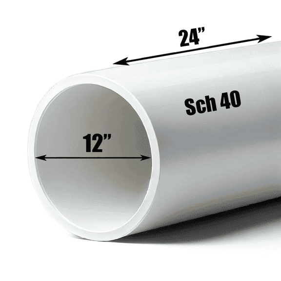 Schedule 40 PVC Pipe - Cut to Custom Length (12" x 2')