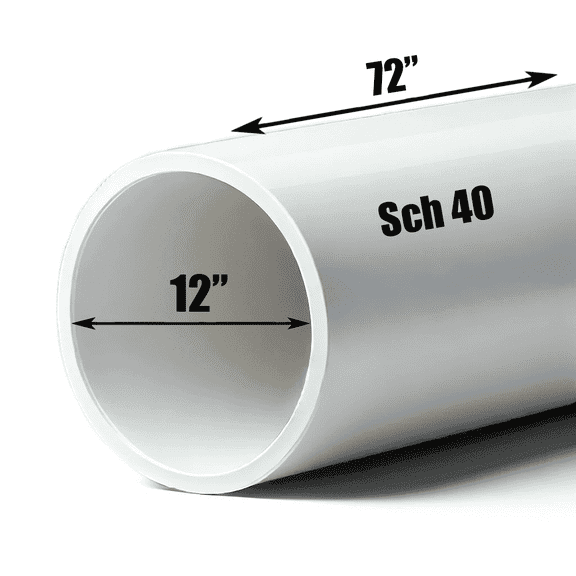 Schedule 40 PVC Pipe - Cut to Custom Length (12" x 6')