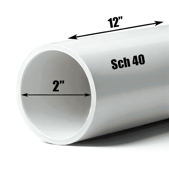 Schedule 40 PVC Pipe - Cut to Custom Length (2" x 1')