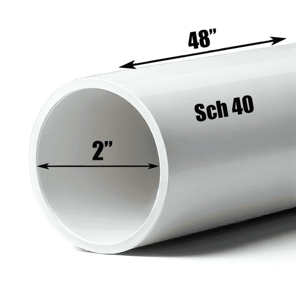 Schedule 40 PVC Pipe - Cut to Custom Length (2" x 4')