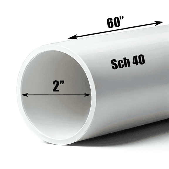 Schedule 40 PVC Pipe - Cut to Custom Length (2" x 5')