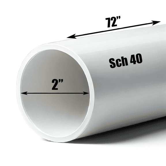 Schedule 40 PVC Pipe - Cut to Custom Length (2" x 6')