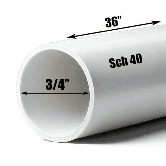 Schedule 40 PVC Pipe - Cut to Custom Length (3/4" x 3')