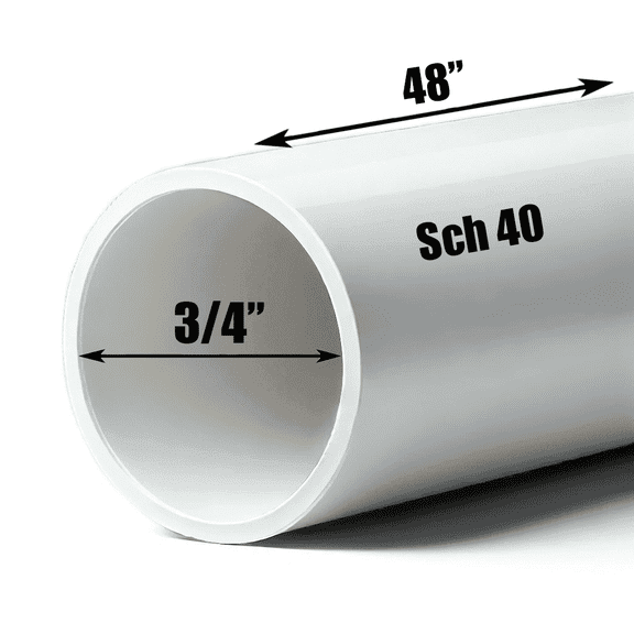 Schedule 40 PVC Pipe - Cut to Custom Length (3/4" x 4')