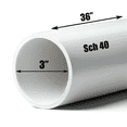 thumbnail image 1 of Schedule 40 PVC Pipe - Cut to Custom Length (3" x 3'), 1 of 4