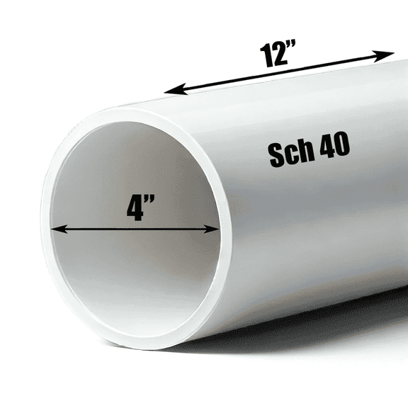 Schedule 40 PVC Pipe - Cut to Custom Length (4" x 1')