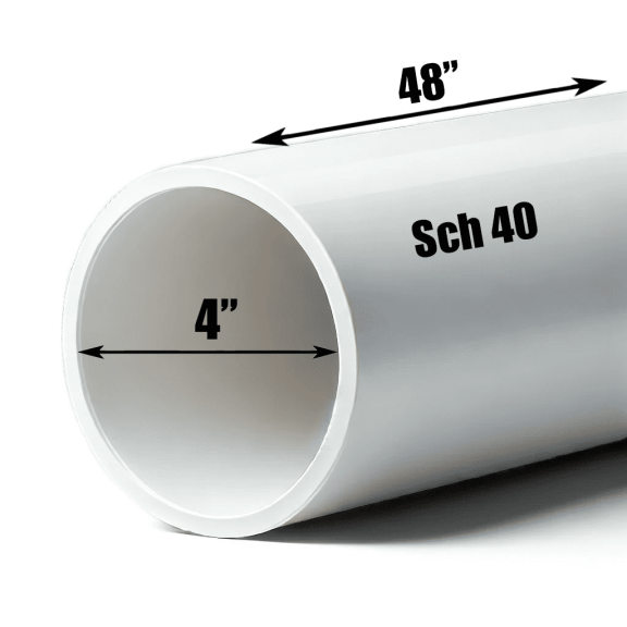 Schedule 40 PVC Pipe - Cut to Custom Length (4" x 4')