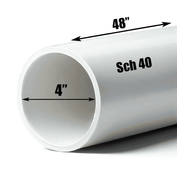 Schedule 40 PVC Pipe - Cut to Custom Length (4" x 4')