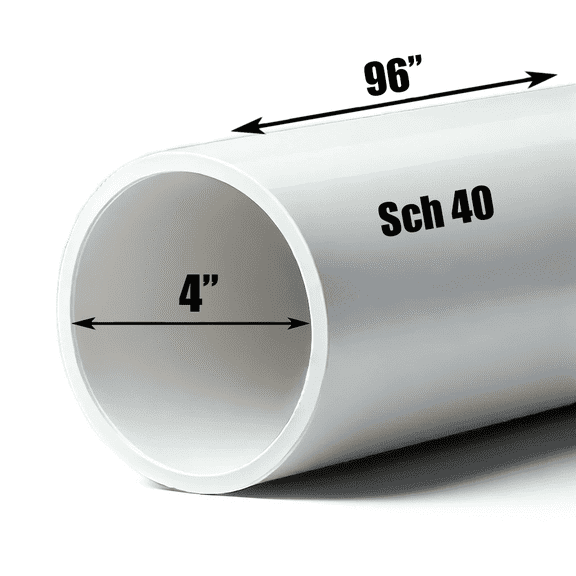 Schedule 40 PVC Pipe - Cut to Custom Length (4" x 8')