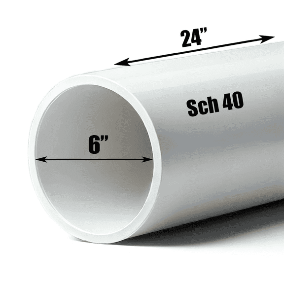 Schedule 40 PVC Pipe - Cut to Custom Length (6" x 2')