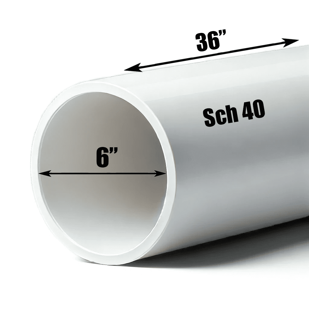 Schedule 40 PVC Pipe - Cut to Custom Length (6
