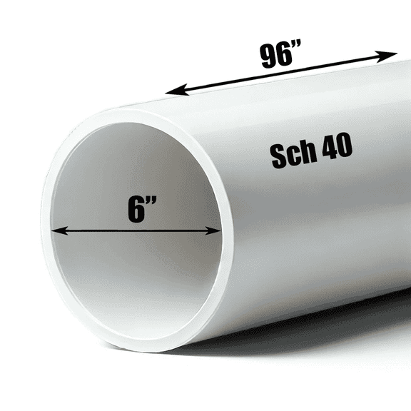 Schedule 40 PVC Pipe - Cut to Custom Length (6" x 8')