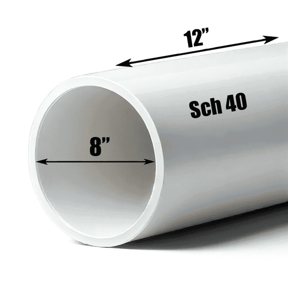 Schedule 40 PVC Pipe - Cut to Custom Length (8" x 1')