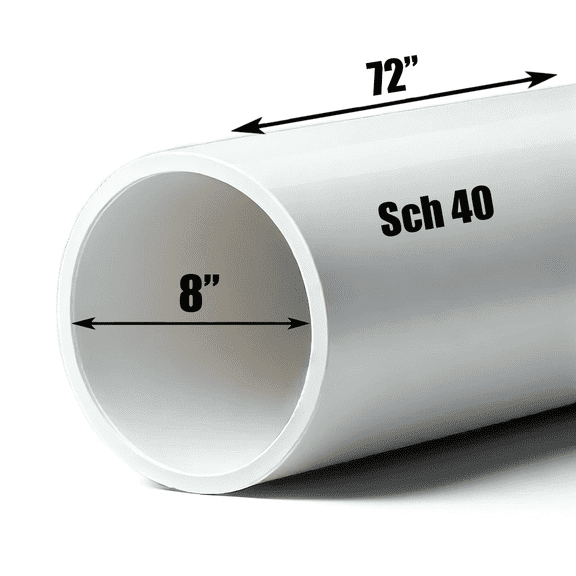 Schedule 40 PVC Pipe - Cut to Custom Length (8" x 6')