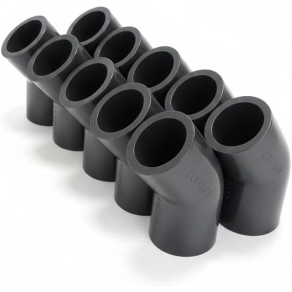 Schedule 80 PVC 1/2 45-Degree Elbow, Slip Connection, Gray (10-Pack)