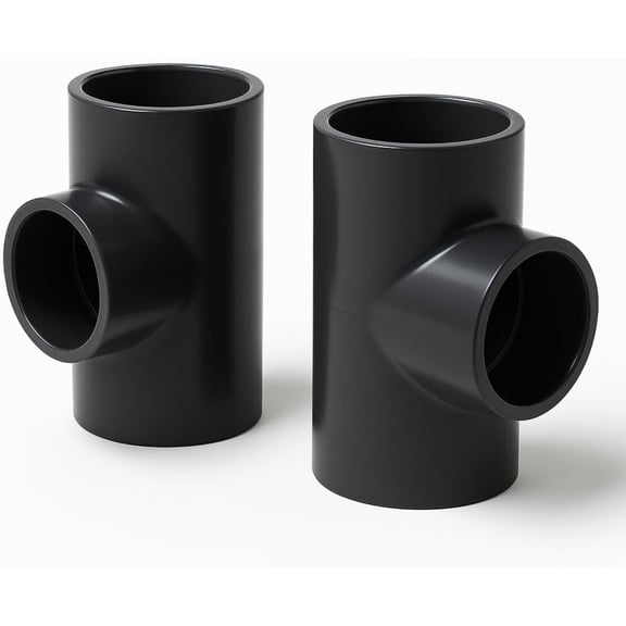 Schedule 80 PVC 2 1/2" Straight Tee 2 Pack | Thick-Wall T Pipe Connectors for High-Strength Plumbing & Irrigation Projects