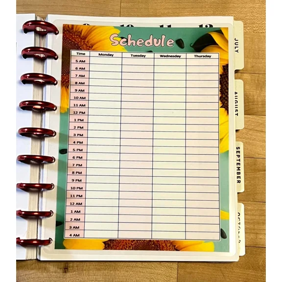 Schedule / Daily / Hourly Dashboard For Use With The Classic Happy Planner~