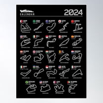 Schedule Formula Racing Cars 2024 (B&W) Poster Wall Art, Modern Wall Decor, 8x12 UNFRAMED