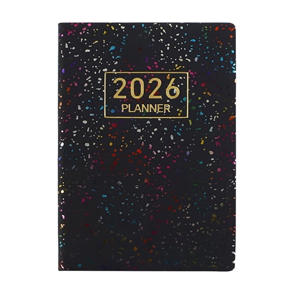 Schedule Notebook - Leather Planner Journal for Daily Planning and Journaling, Clear Inner Pages, Portable & Stylish Starlight Cover Black