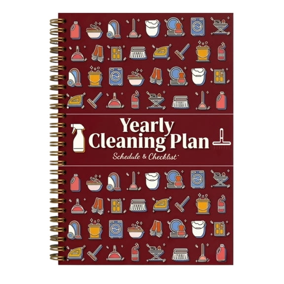Schedule Planner | Yearly Planner 2026 | Checklist Planner for Household | Red Spiral Bound Notebook for Home Organization