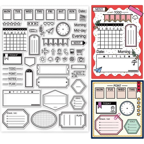 Schedule and Notes Clear Stamps for DIY Scrapbooking Decor Student Work Notes Transparent Silicone Stamps for Making Cards Photo Album Decor