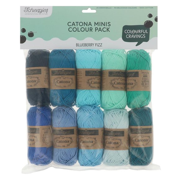 Scheepjes Catona Colour Pack 10 x 25g Blueberry Fizz Yarn Set
