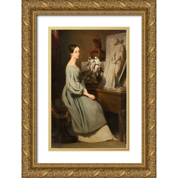 Scheffer, Ary 10x14 Gold Ornate Wood Framed with Double Matting Museum Art Print Titled - Princess Marie dOrleans in Her Studio