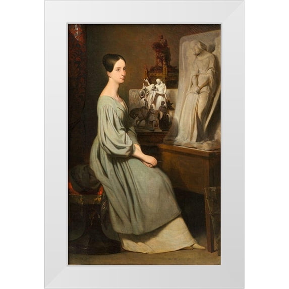 Scheffer, Ary 17x24 White Modern Wood Framed Museum Art Print Titled - Princess Marie dOrleans in Her Studio