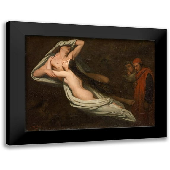 Scheffer, Ary 18x14 Black Modern Framed Museum Art Print Titled - Dante and Virgil Meeting the Shades of Francesca da Rimini and Paolo