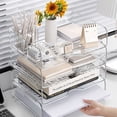 thumbnail image 1 of Scheinenda Clear Stackable Paper Trays 4 Pack Desktop Racks, 1 of 7