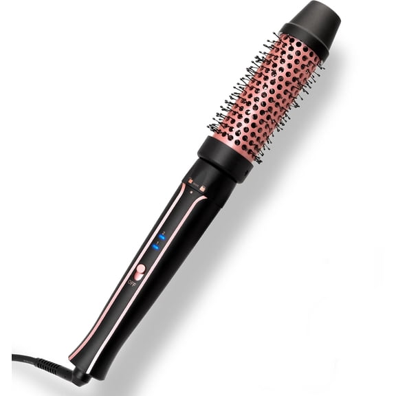 Scheir 1.5" Heated Round Thermal Barrel Brush with Detachable Brush Head for Medium Curls, Loose Waves, and Volume - Travel-Friendly Dual Voltage (120-240V) - Straightening Brush for All Hair Types