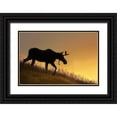 thumbnail image 1 of Schell, Jennie Marie 32x23 Black Ornate Wood Framed with Double Matting Museum Art Print Titled - Moose Walking Silhouette, 1 of 4
