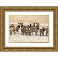 thumbnail image 1 of Schell, Jennie Marie 32x23 Gold Ornate Wood Framed with Double Matting Museum Art Print Titled - Elk Herd in Winter, 1 of 4