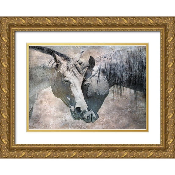 Schell, Jennie Marie 32x24 Gold Ornate Wood Framed with Double Matting Museum Art Print Titled - Horse Love Rustic