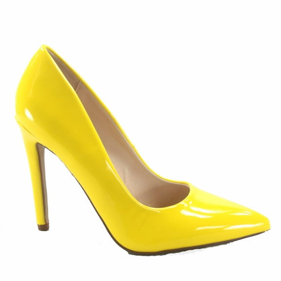 Scheme Women's Classic Slip On Pointy Toe Stiletto High Heel Pumps Shoes ( Yellow, 10 )