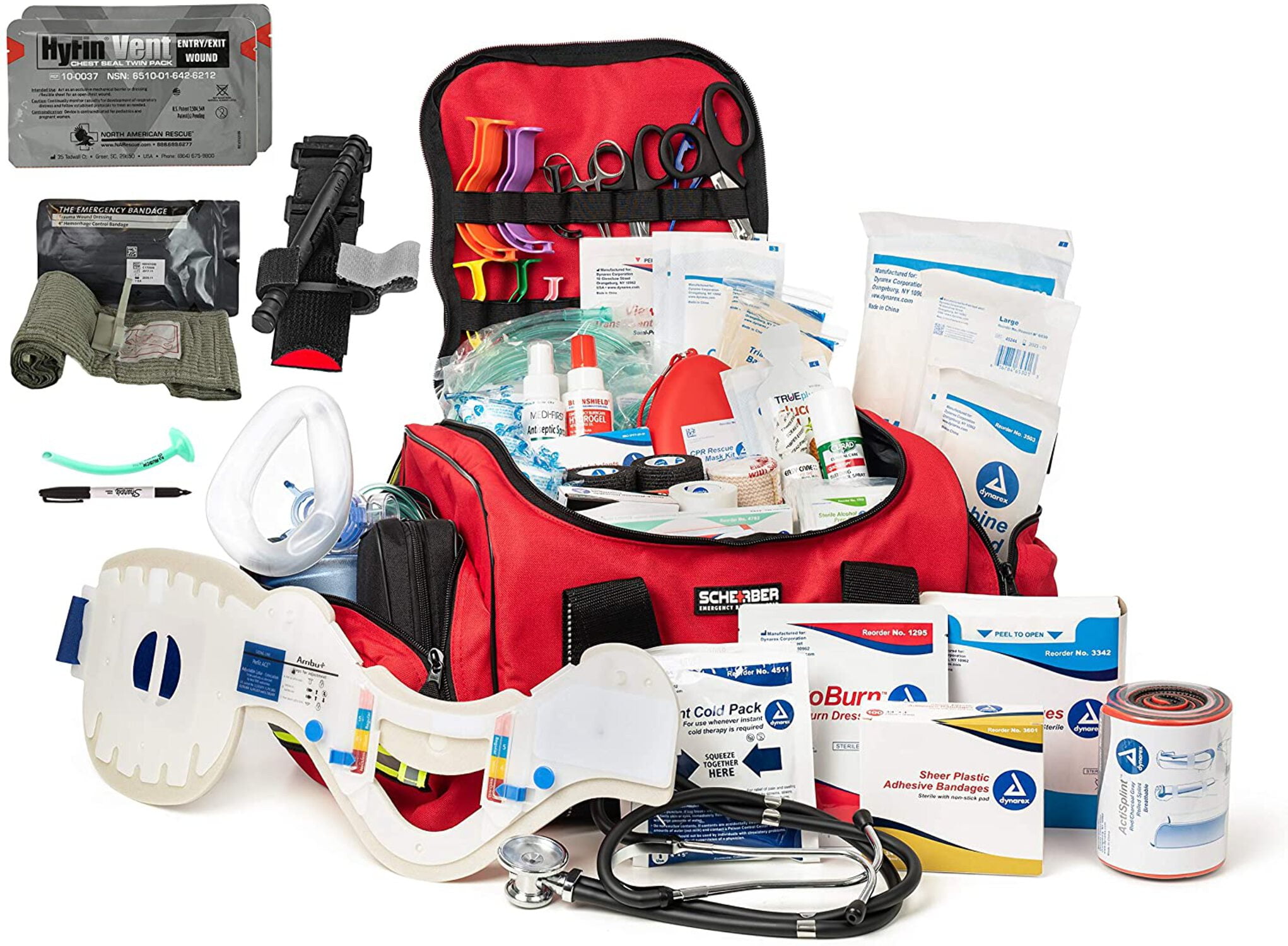 Scherber Fully-Stocked Premium First Responder Bag | Large Professional EMT/EMS Trauma & Bleeding Medical Kit