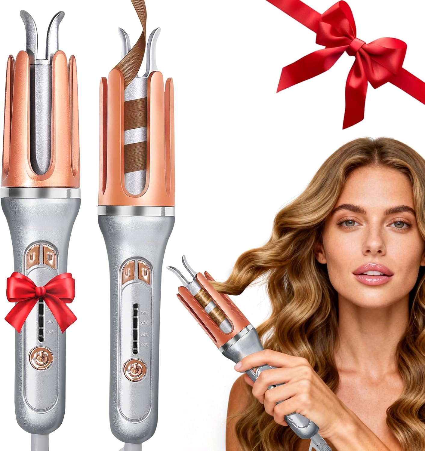 Scheri Automatic Rotating Curling Iron, 1.25 Inch - 4 Temp, Fast Heating, 2-Way Rotation, Anti-Scald & Tangle-Free, 30Min Auto Shut-Off, Dual Voltage for Travel, for All Hair Types & Beginners