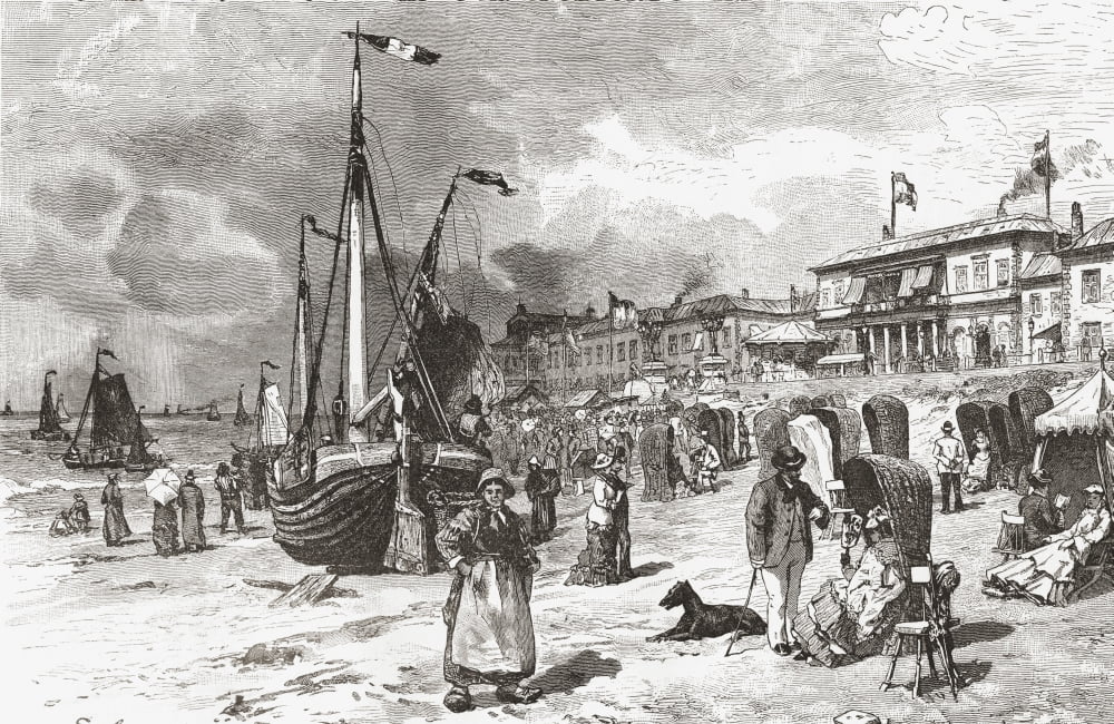Scheveningen Beach The Hague The Netherlands During High Season In The 19Th Century From Pictures From Holland By Richard Lovett Published 1887 Canvas Art - Ken Welsh Design Pics (19 x 12)
